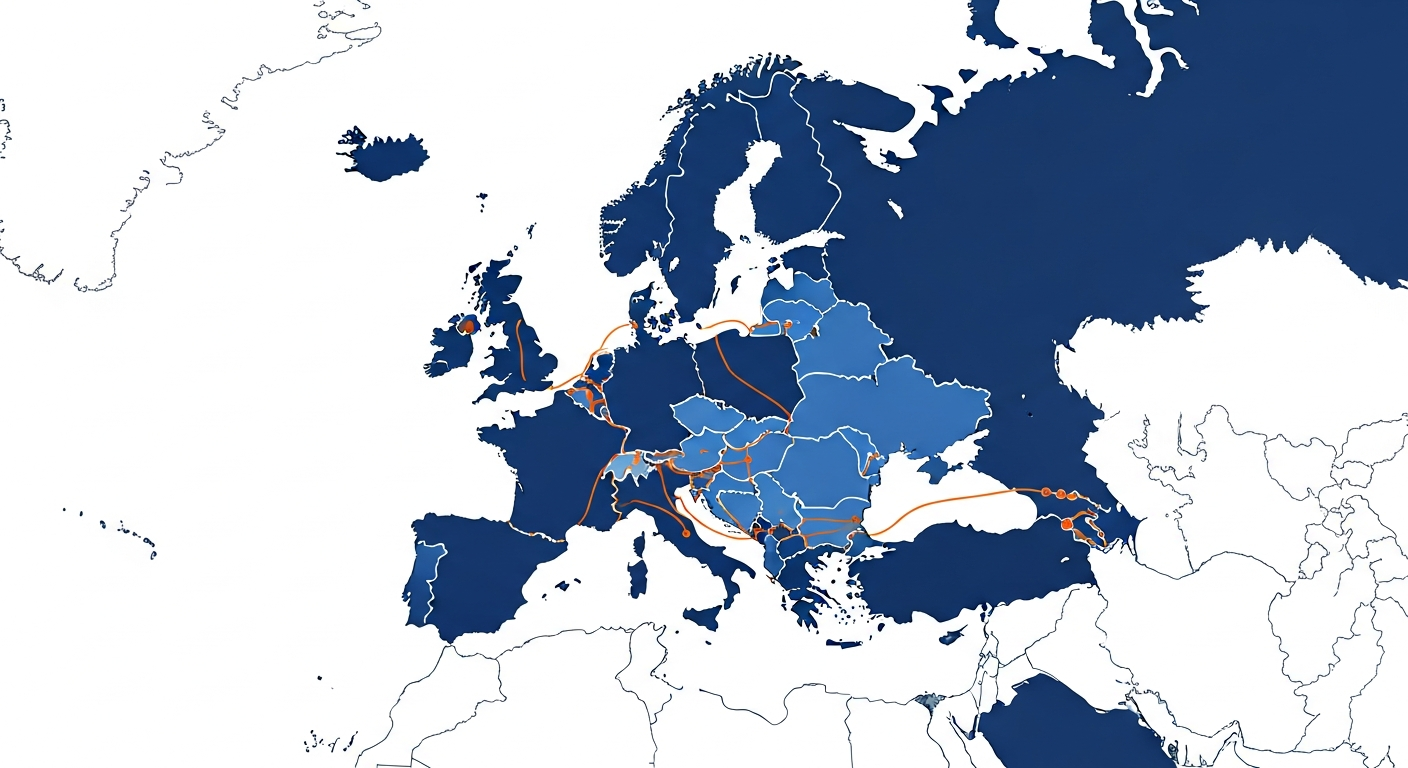 Karta Europe — pokrivenost DTE logistike